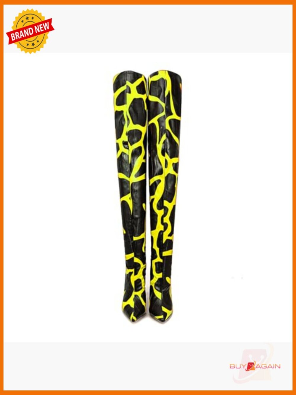Thigh High Boots Back Zip Pointed Toe Stiletto Heel Animal Print Over the Knee - Picture 2 of 7